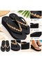 Luna Women's Platform Sole Knitted Detailed Stoned Comfortable Beach after Slippers 4 cm - 2