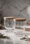 2-Piece Transparent Storage Jar with Wooden Lid 1500 ml – Kitchen Food Jar with Hard Plastic Legs 18X14 cm