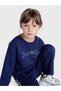 Navy Blue Stoned Girls' Soft Touch Tracksuit Set - 3