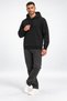 Men's Black Sweatshirt Soft Textured Hooded Sweatshirt with Side Pockets Relaxed Fit - 8