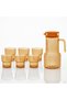 Diamond Cut Glass Jug Set with Lid Set of 7 and Orange Jug Set Combo,(6 Pieces Glasses 240ML and 1 Water Juice Jug 1.4 Liter) Glass and Jug Set - 6