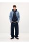 Regular Fit Navy Blue Hooded Sweatshirt with Print Detail