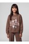 Özmarka New Season Brown Printed Girls' Sweatshirt