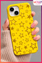 Yellow Glossy Star Pattern Silicone Case for iPhone 15