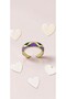Baklava Patterned Green Purple Enamel Adjustable Steel Ring - 3