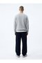 Regular Fit Sign Printed Crew Neck Gray Sweatshirt - 3
