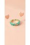 Turquoise Enamel Pink Floral Adjustable Steel Ring - 4