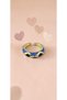 Black Blue Enamel Adjustable Steel Ring with Baklava Pattern - 4