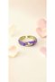 Purple Enamel White Floral Adjustable Steel Ring - 4