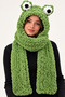 Children's Unisex Frog Balaclava 3 in 1 Hooded Neck Collar Long Scarf Puffy Hand Knitted Green Winter - 4