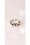 Baklava Patterned Green Purple Enamel Adjustable Steel Ring - 4