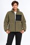 Women's Khaki Color Soft Welsoft Fleece Jacket with Zipper and 3 Pockets - 2