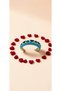 Green Blue Heart Motif Turquoise Enamel Adjustable Steel Ring