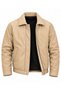 Oversize Men's Classic Collar Leather Coat with Fleece Fur Inside - Windproof Jacket - 2