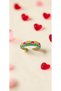 Yellow Pink Heart Motif Green Enamel Adjustable Steel Ring