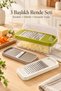 Lucienne 3-Headed Grater Set with Bowl and Lid - Fine and Coarse Grater - Mandoline Grater
