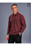 Relaxed Fit Collared Wool Winter Burgundy Men's Dad Sweater with Pockets