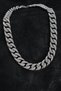 Brass zircon stone cuban gourmet style silver color men's necklace 5886