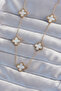 316L Steel Gold Color White Pearlescent Clover Pendant 5886 - Stepco3140-1259