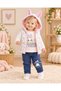 Baby Girl Hooded Rabbit Ears Puffy Vest 3-Piece Set with Long Sleeve T-Shirt and Pants