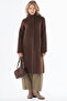 Hooded Wool Coat Brown - 2