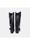 Women's Black Vintage Buckle Detailed Draped Leather Boots - 4