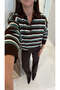 Yosed Brown Green Striped Polo Collar Knitwear