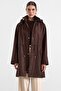 Removable Hooded Drawstring Waist Plus Size Trench Coat Brown 6936 - 4
