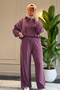 6703 - Stylish, Comfortable, Loose-Fitting Viscose Soft Modal Fabric, Detailed Zippered Hooded Women's Set - 7