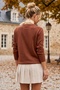 Brown Crew Neck Long Sleeve Diamond Patterned Stoned Casual Knitwear Sweater 68 63 - 7