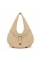 Studded Buckle Half Moon Shaped Suede Women's Shoulder Bag
