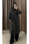 Double-Breasted Collar Cashmere Coat with Cape Detail - 4766 - Anthracite - 2