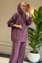 6703 - Stylish, Comfortable, Loose-Fitting Viscose Soft Modal Fabric, Detailed Zippered Hooded Women's Set - 5