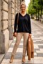 Black V-Neck Long Sleeve Ribbed Cuff Decorated Buttoned Casual Knitwear Sweater 66 62 - 5