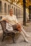 Ecru Polo Collar Long Sleeve Half Placket Buttoned Glittery Ribbed Hem Casual Knitwear Sweater 58 58 - 5