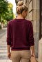 Burgundy V-Neck Long Sleeve Ribbed Collar with Chain Accessory Casual Knitwear Sweater 63 62 - 7
