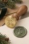 Christmas Themed Wooden Brass Candle Seal - 2.5 cm Diameter, New Year Deer Printed Gift Package, Envelope Seal - 3