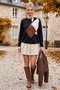 Black Crew Neck Long Sleeve Diamond Patterned Stoned Casual Knitwear Sweater 68 63 - 7