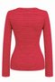 2266 Women's Striped Wide Collar Half Placket Buttoned Blouse Red - 3