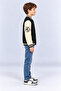 Boy's College Jacket with Emblem Detail and Contrast Sleeves Bomber Jacket Ak26681 - 4