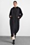 Hooded Jacquard Knitted Fabric Combination Large Size Wear-Removeable Black 6928