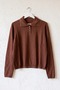 Brown Polo Collar Long Sleeve Half Placket Buttoned Collar Skirt and Embroidered Cuff Knitwear Sweater 64 60 - 2