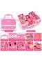 Kids Pretend Makeup Set with Portable Beauty Carry Case, Eyeshadow, Lipstick, Nail Polish, Brushes & Fashion Accessories, Dress-Up Role Play Toy, Ages 3+ - 3
