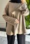 6656 - Comfortable, Casual Basic Women's Long Sweatshirt with Cufflink Detail - 8