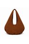 Studded Buckle Half Moon Shaped Suede Women's Shoulder Bag - 5