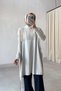 Mesh Detailed Mercerized Poncho - Stone