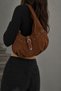 Studded Buckle Half Moon Shaped Suede Women's Shoulder Bag - 3