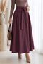 Buttoned Front Skirt with Pleated Detail - 3085 - Claret Red - 2