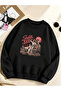 Retro Printed Oversize Cotton Long Sleeve Basic Sweatshirt - 2