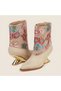 Valley Ethnic Pattern Gold Galvanized Feta Heeled Boots - 4
